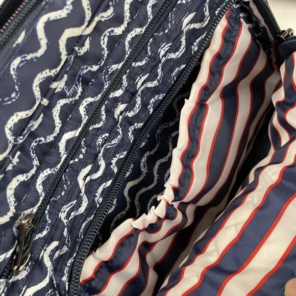 Lug Carousel Waves Navy Crossbody Belt Bag Nautical Quilted Travel RFID - Picture 12 of 15